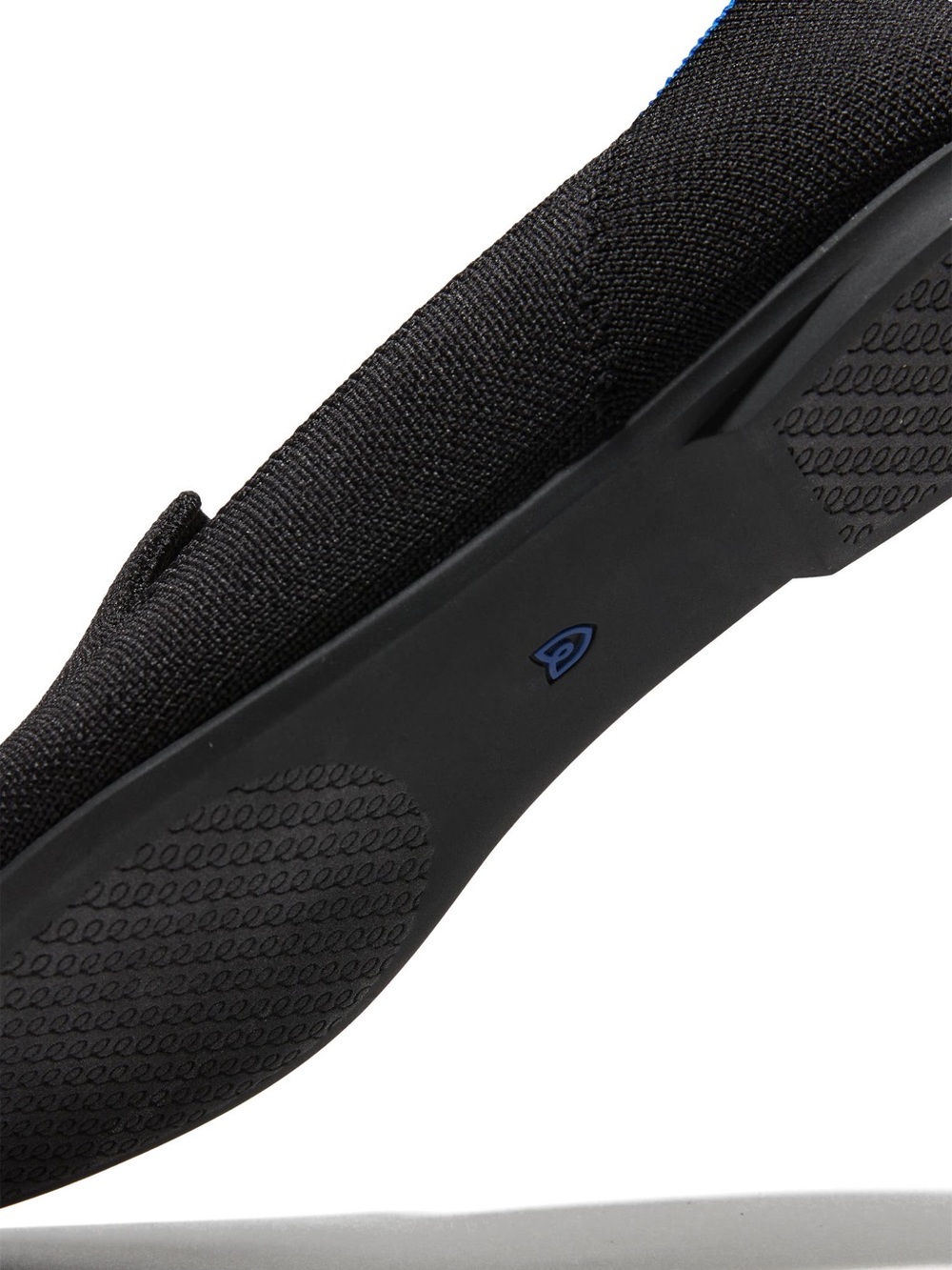 Rothy's Black Knit Slip-On Flats with Leopard Insole and Blue Trim - Picture 4 of 9